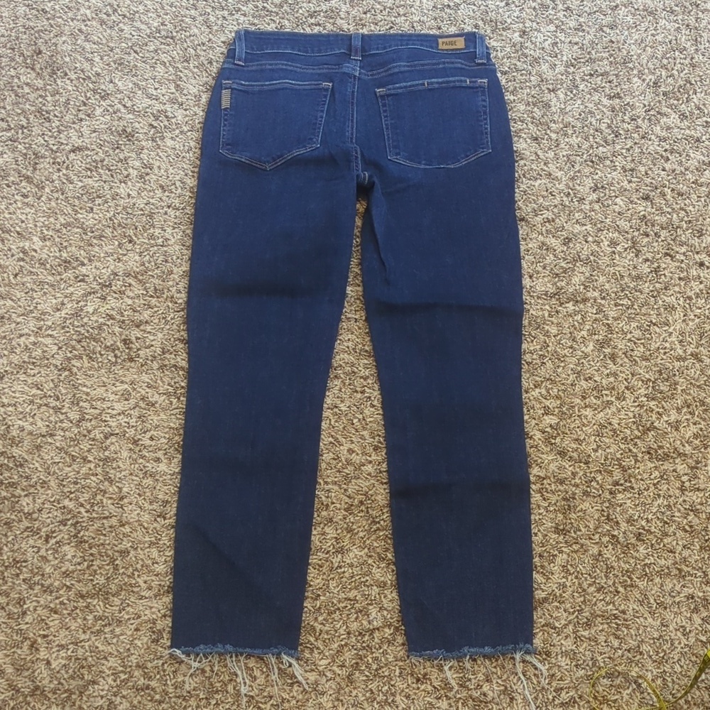 Paige dark blue Kylie Crop mid rise slim leg cropped jeans millo destructed - Picture 9 of 9